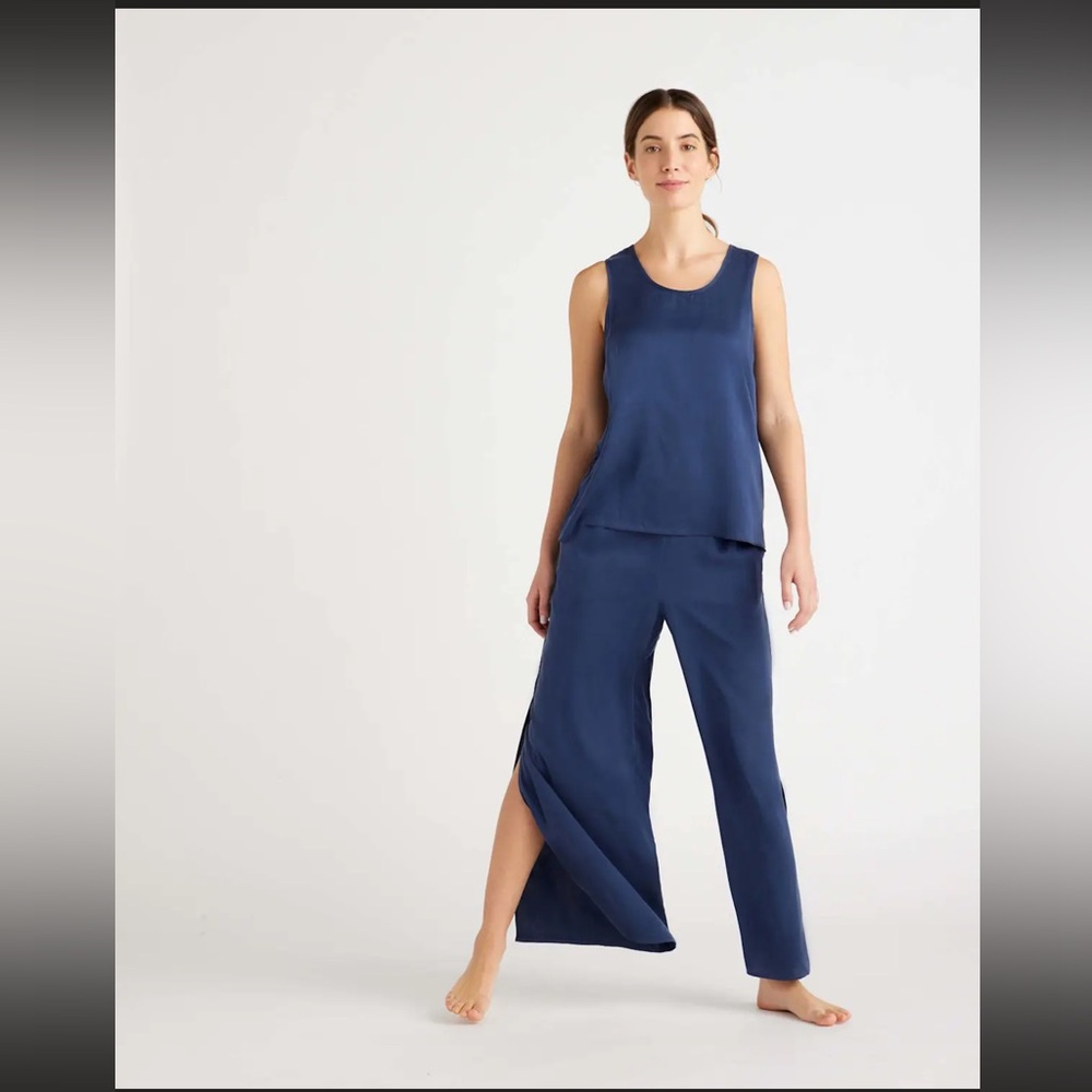 NWOT Quince silk pajama set - indigo